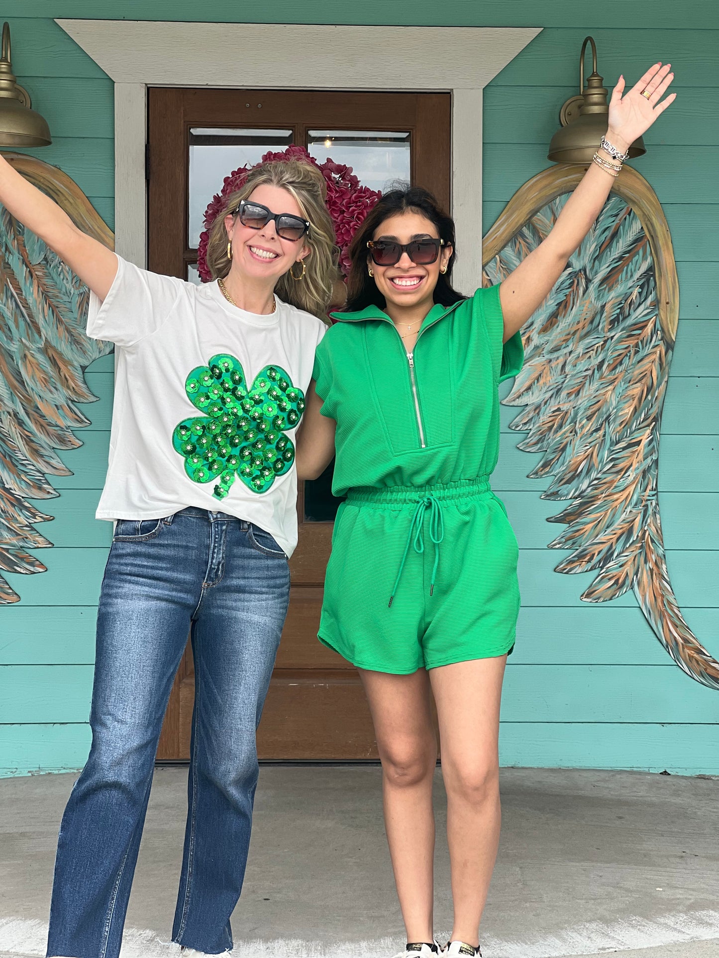 Queen of Sparkles Green Sequin Shamrock Tee