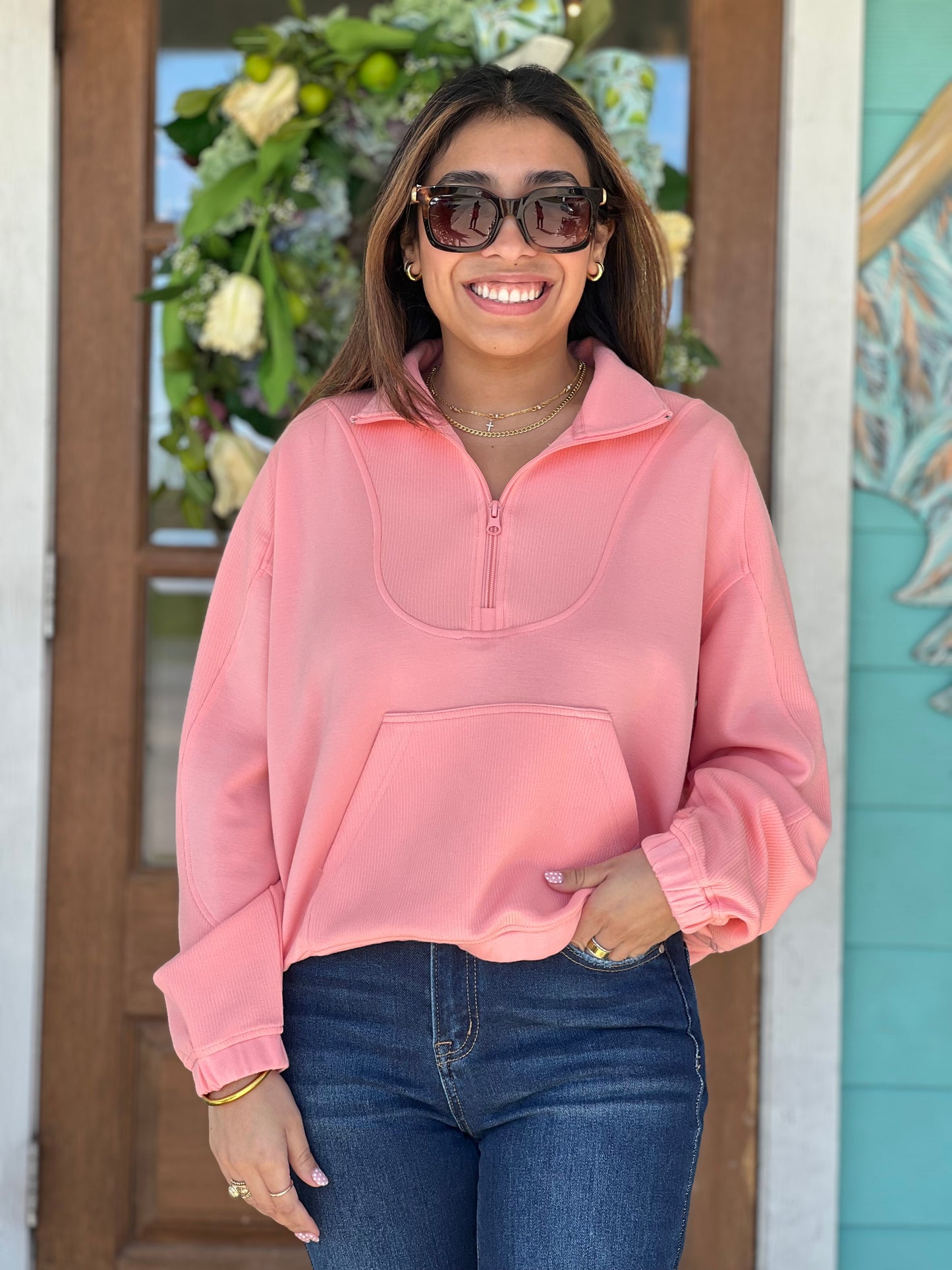 Coral Pullover Quarterzip