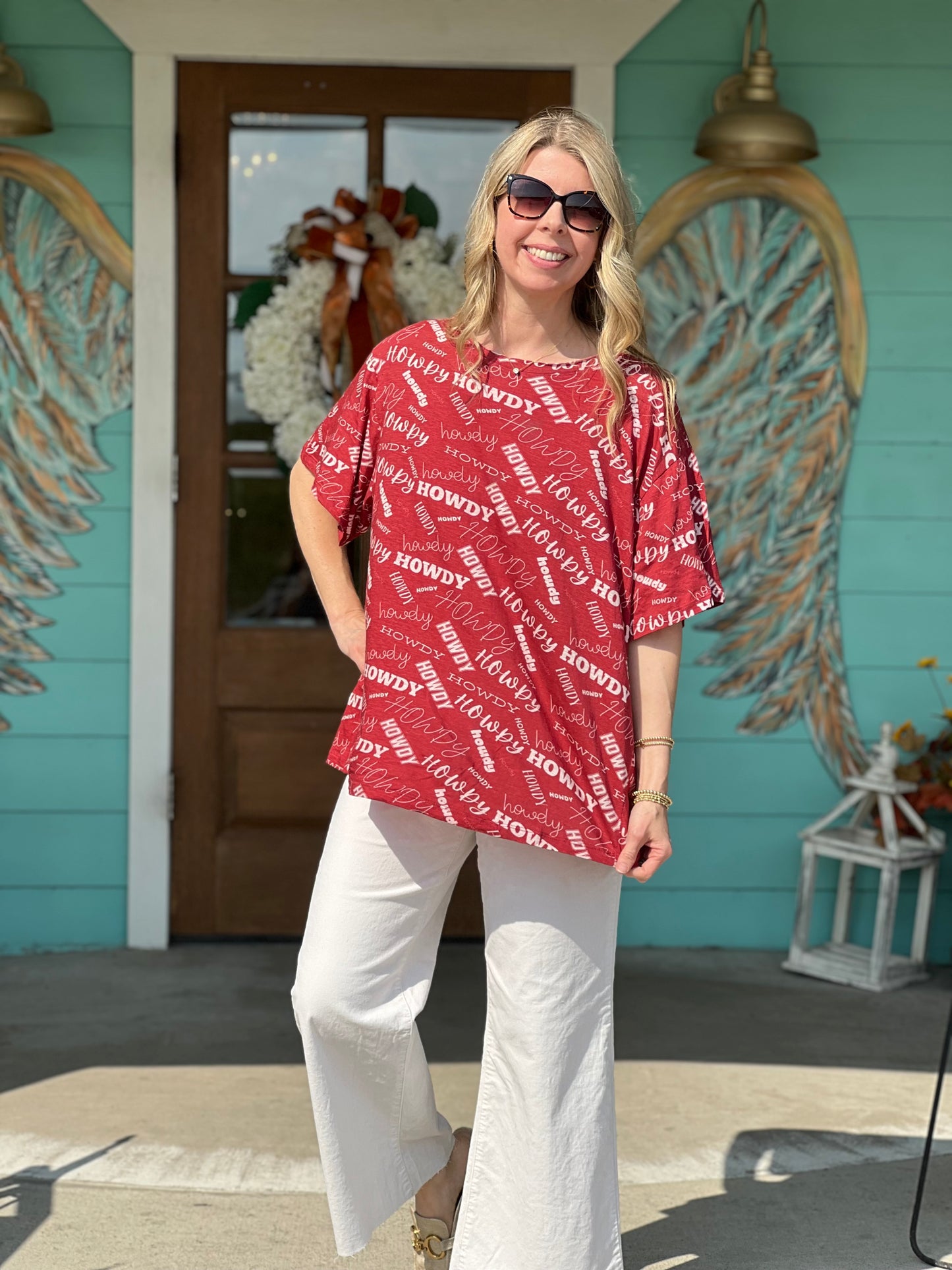 Maroon Multi Howdy Basic Tee
