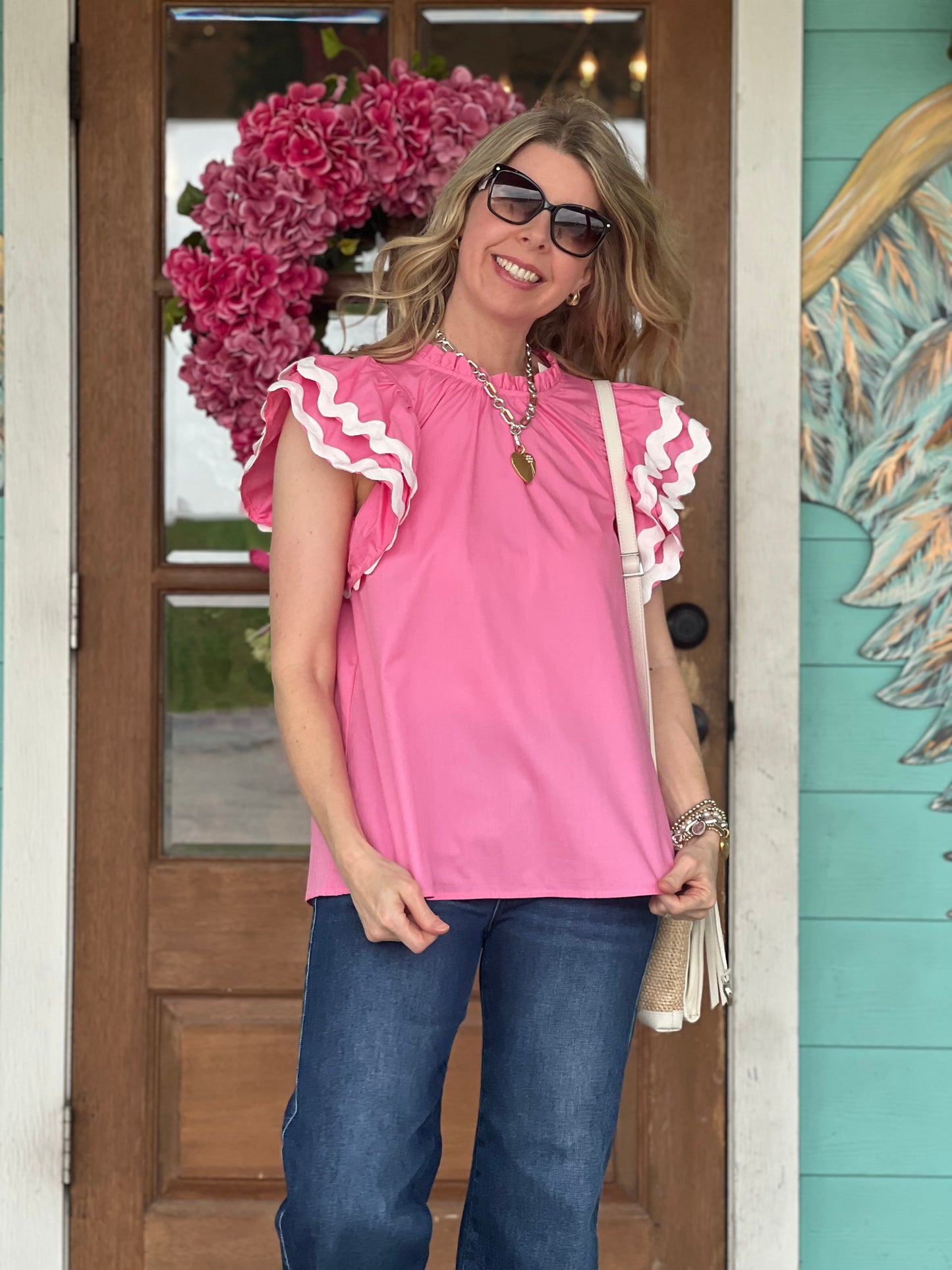 Angie Pink Ric Rac Top