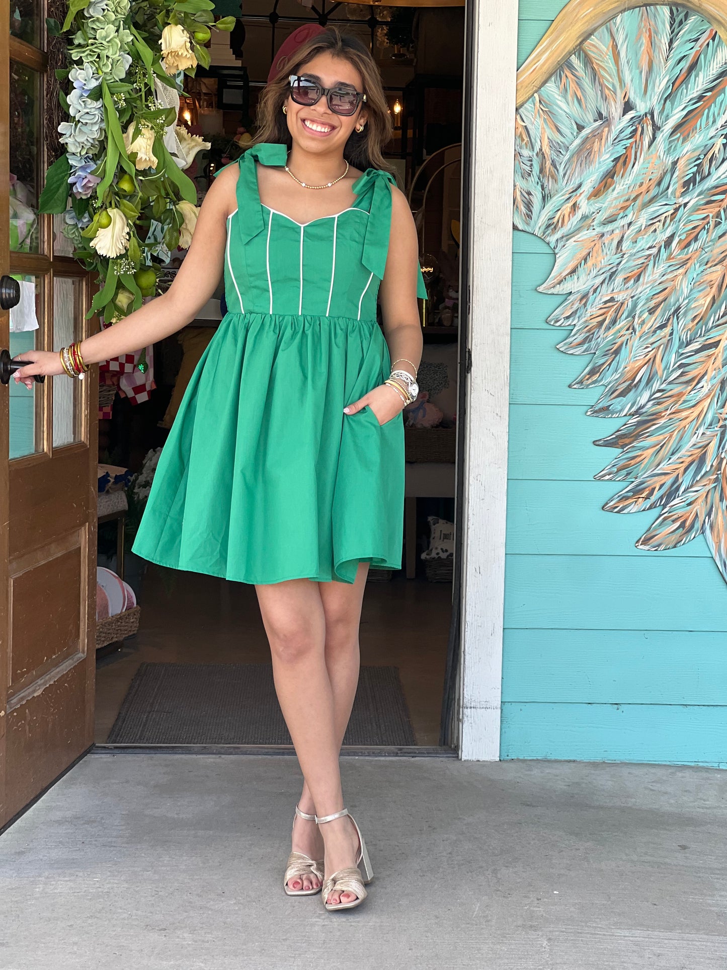Green Scallop Candice Mini Dress