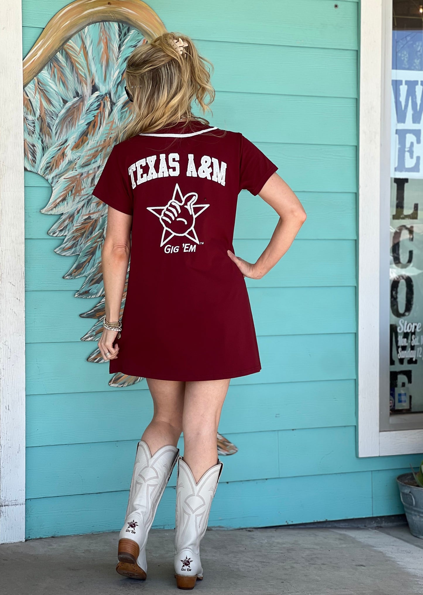 Queen of Sparkles Maroon Texas A&M Baseball Jersey Dress