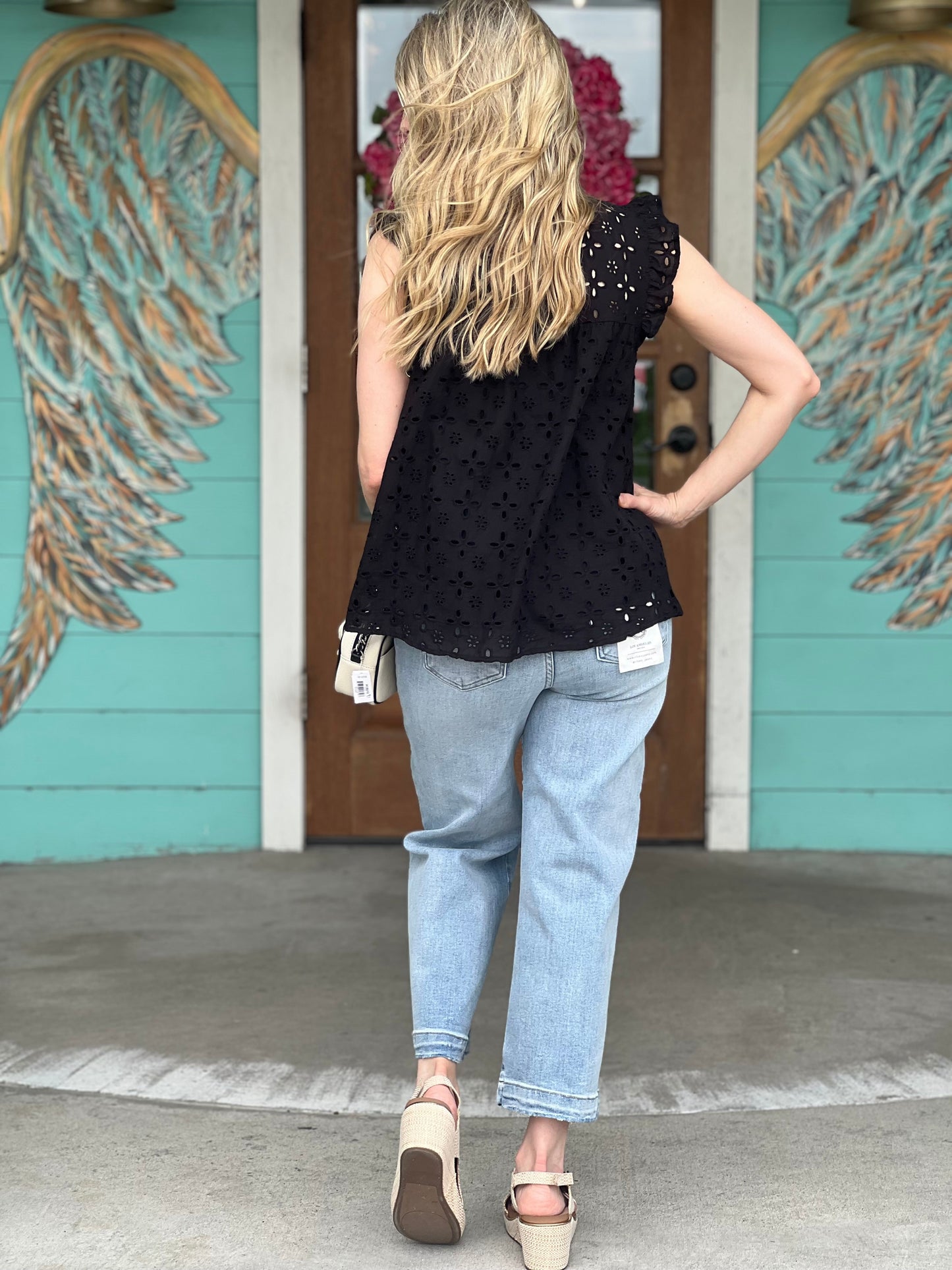 Bianca Black Eyelet Tank