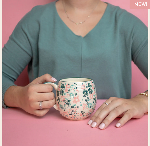 Sweet Grace #49 Green Pink Floral Mug Candle