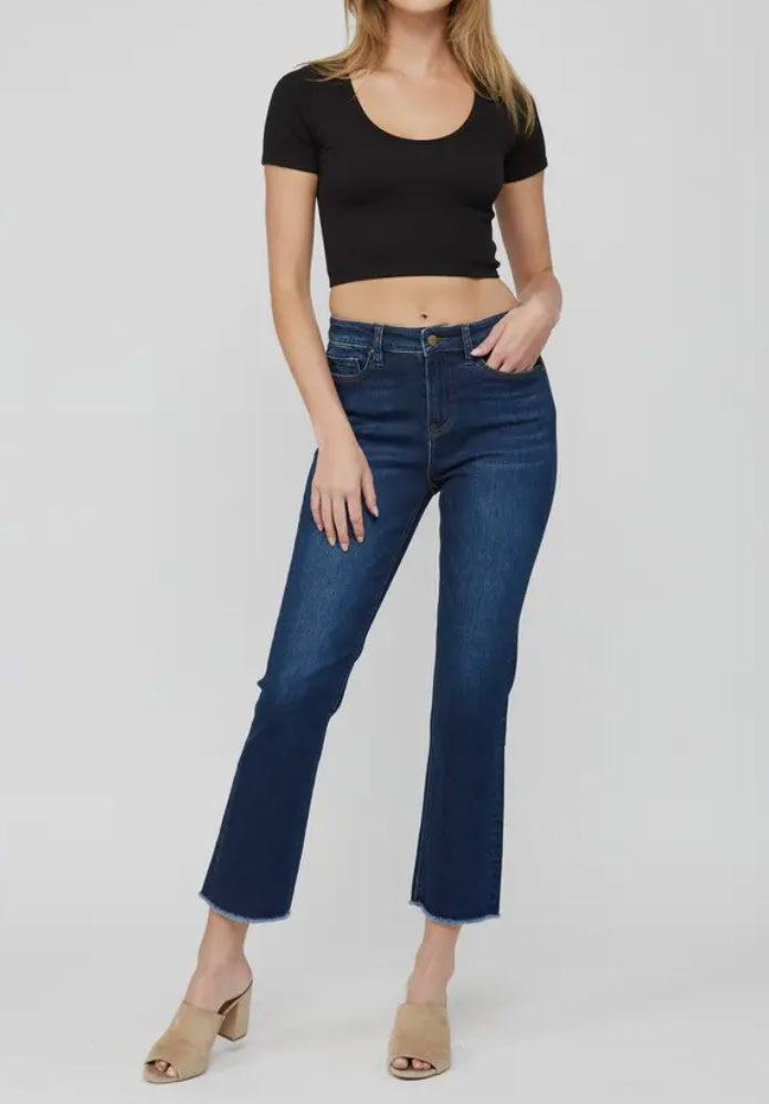 Mica High Rise Straight Crop Dark Denim