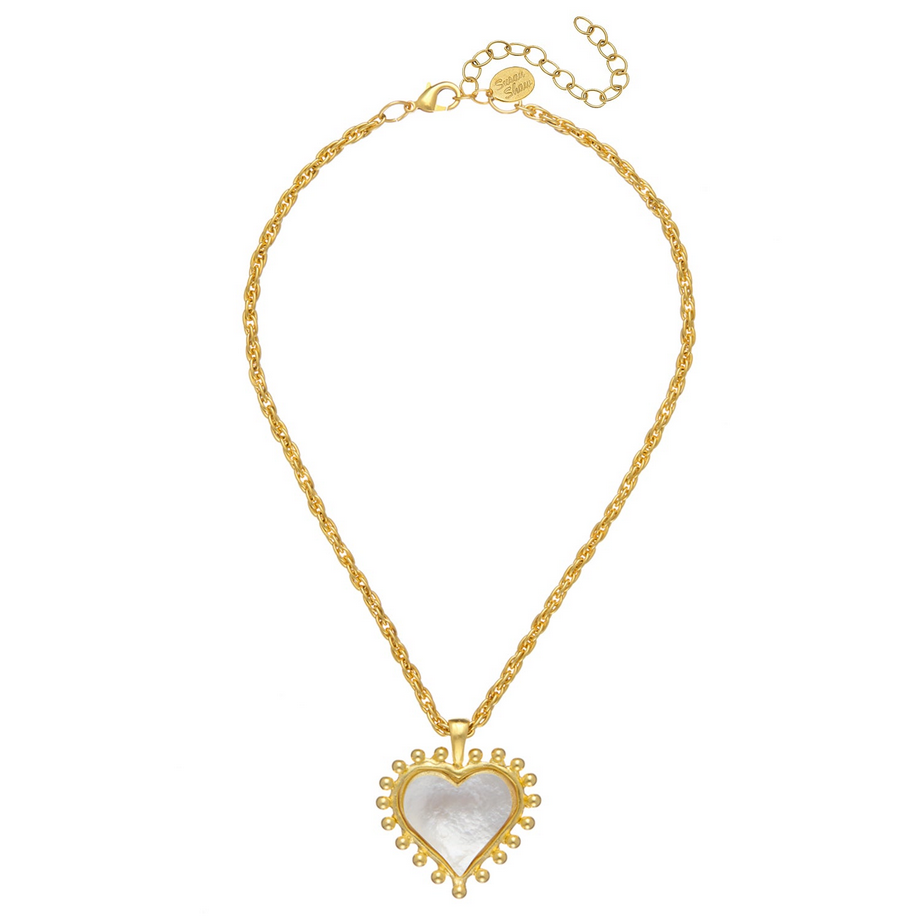 Susan Shaw Mother of Pearl Heart Necklace