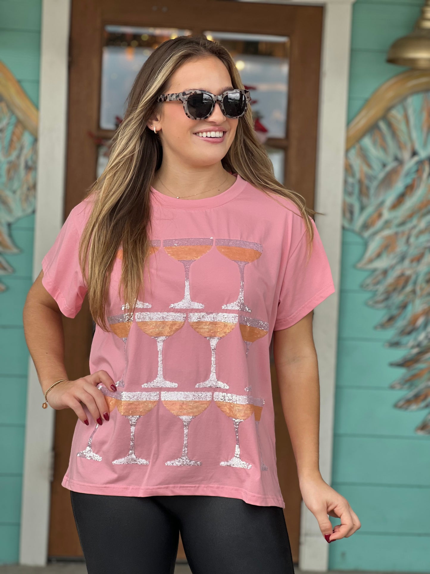 Queen of Sparkles Pink ChampagneTower Tee