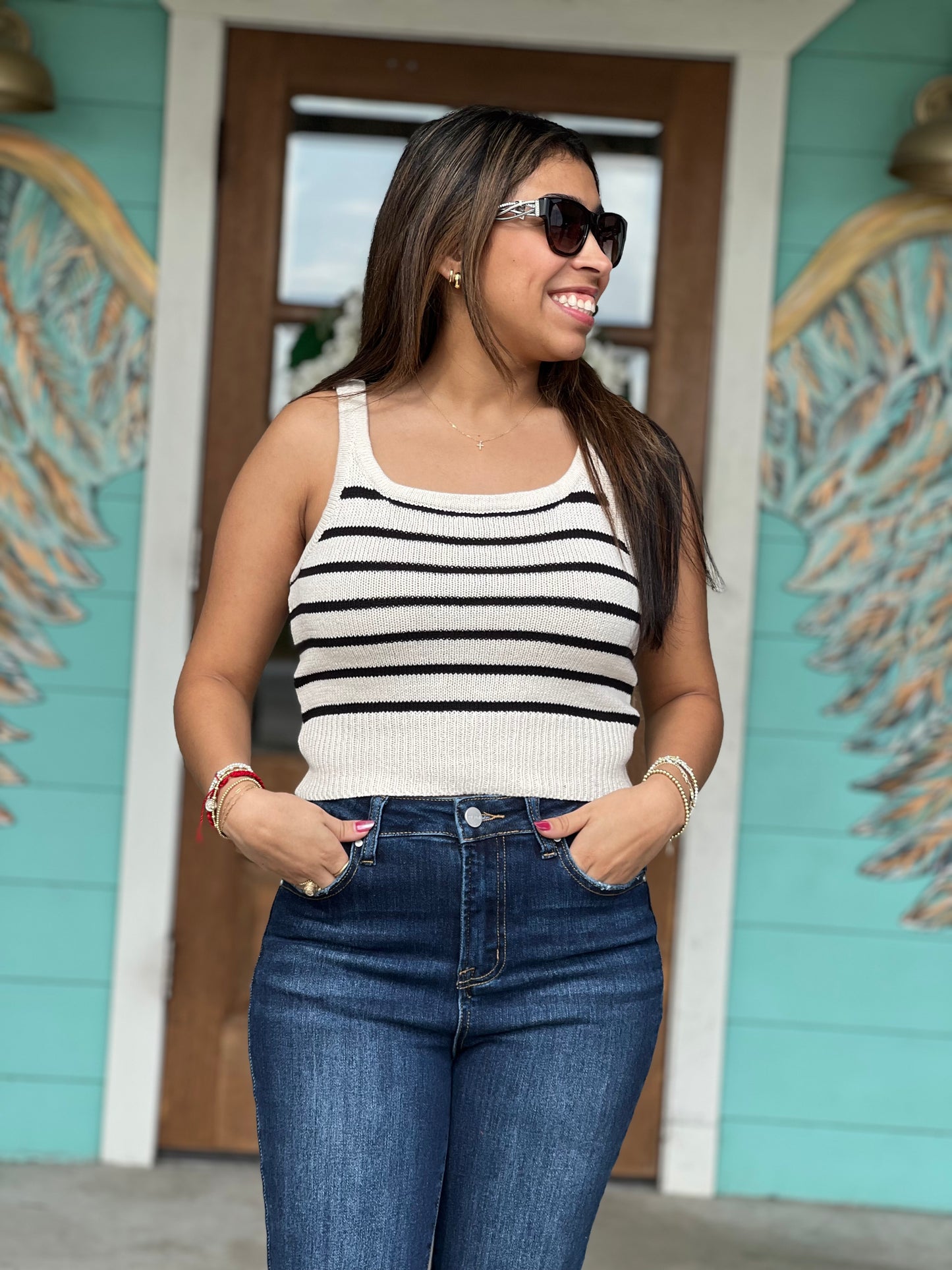 Natural Black Striped Tank