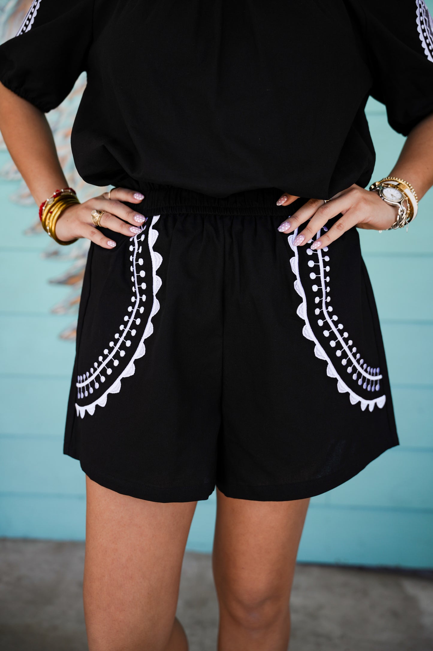 Humphrey Black Embroidered Shorts