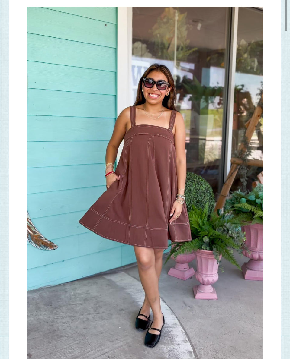 Espresso Top Stitch Mini Dress