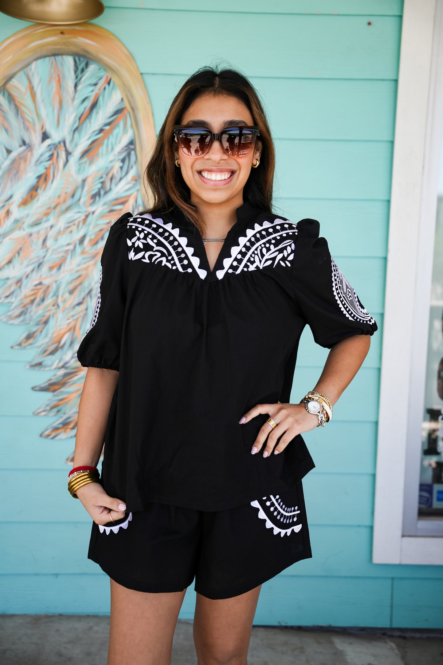 Humphrey Black Embroidered Shorts