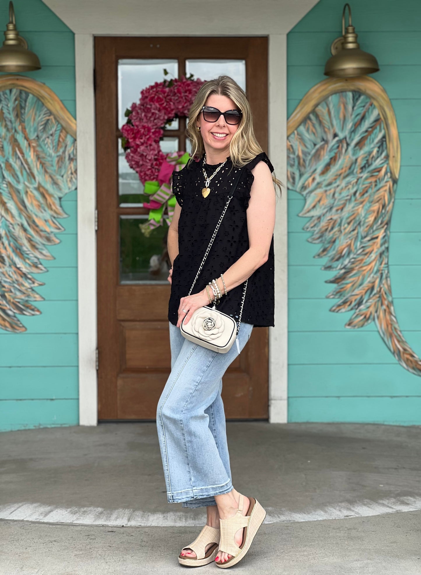 Bianca Black Eyelet Tank