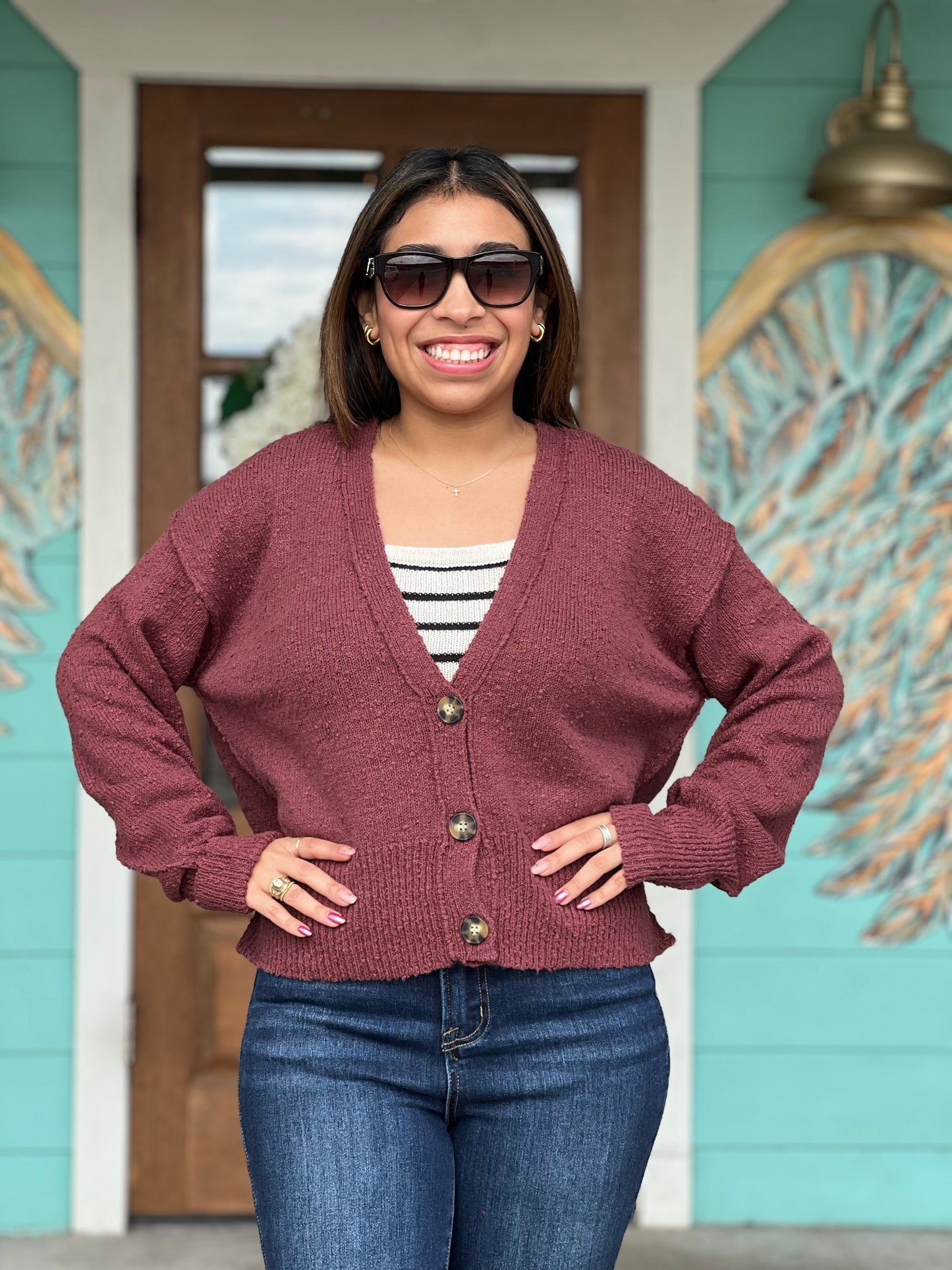 Merlot Button Cardigan