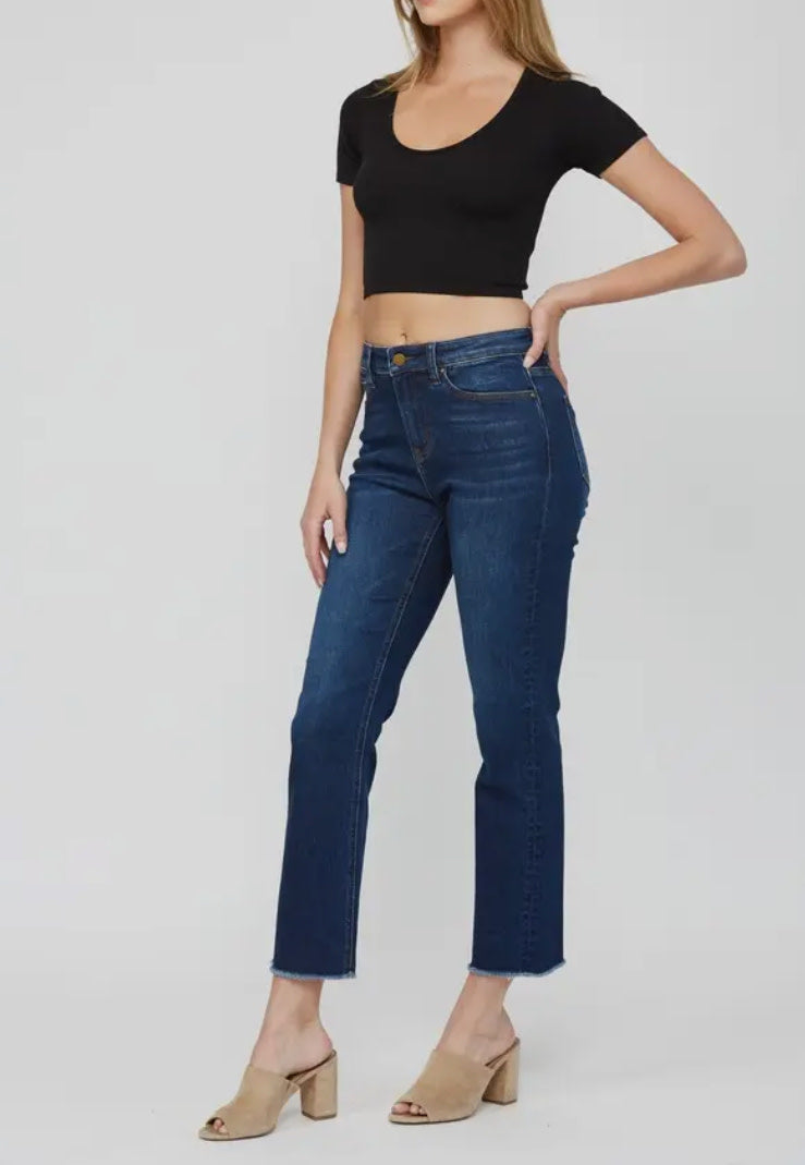 Mica High Rise Straight Crop Dark Denim