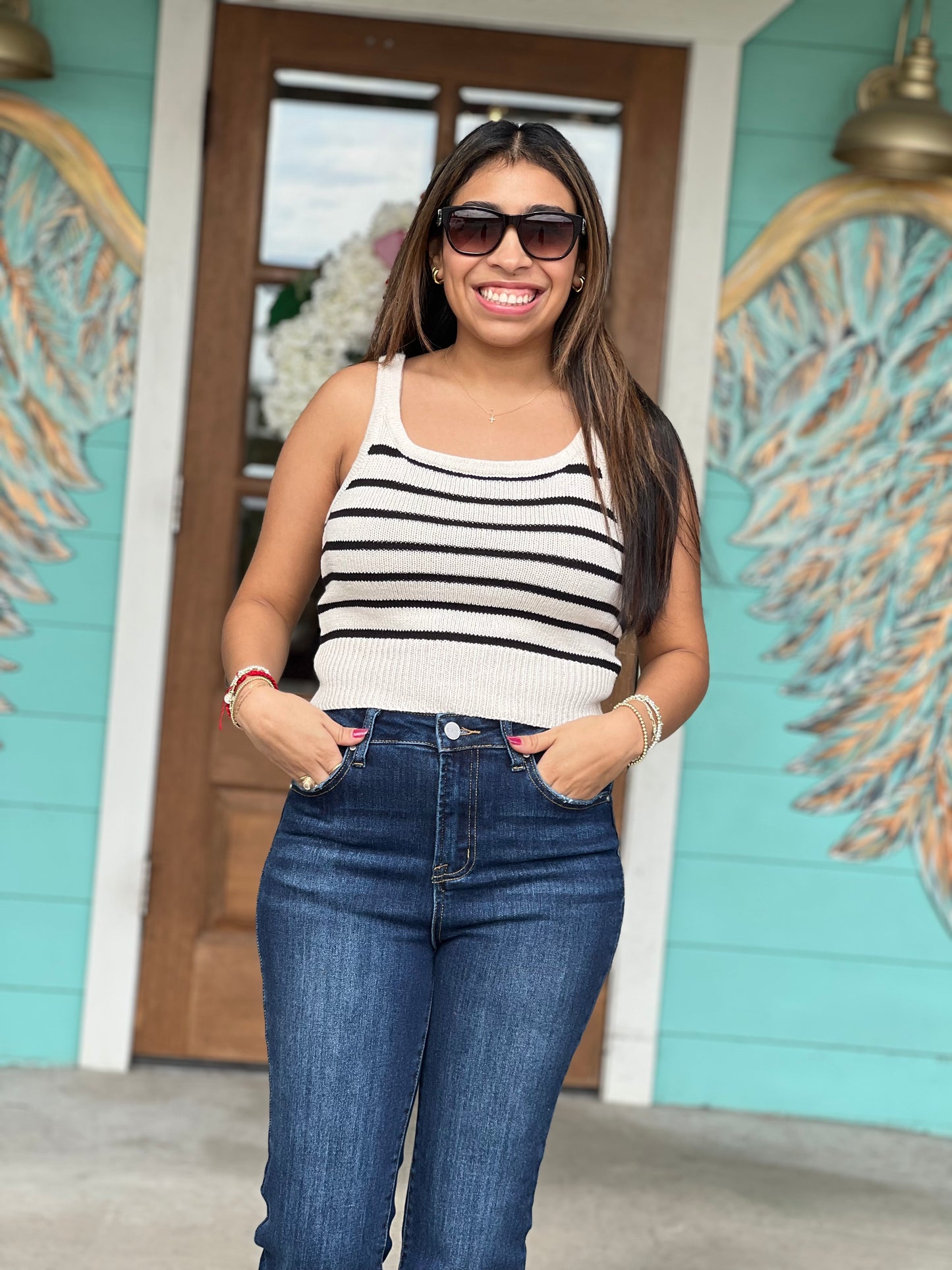 Natural Black Striped Tank