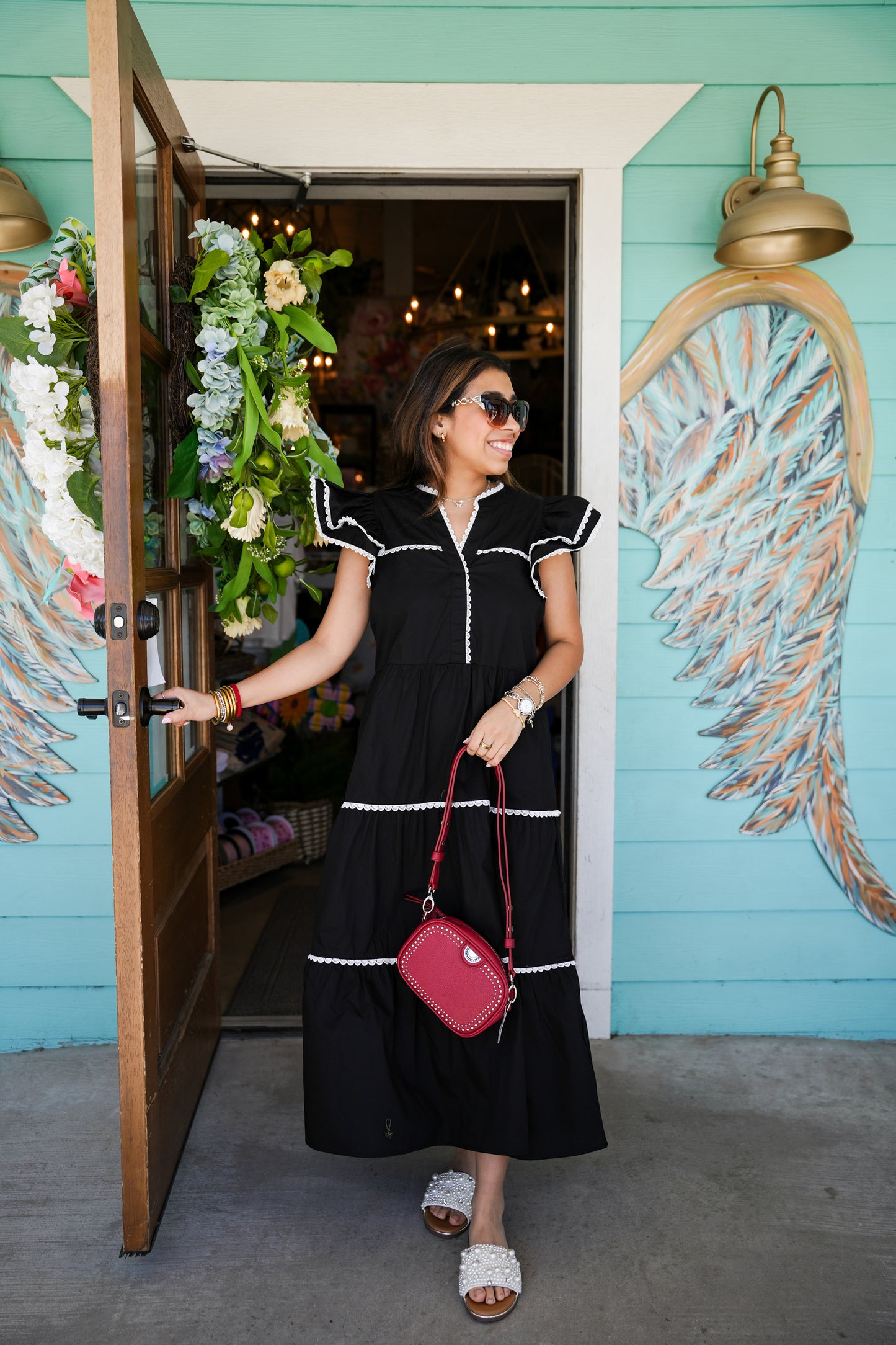 Pia Black Ric Rac Dress