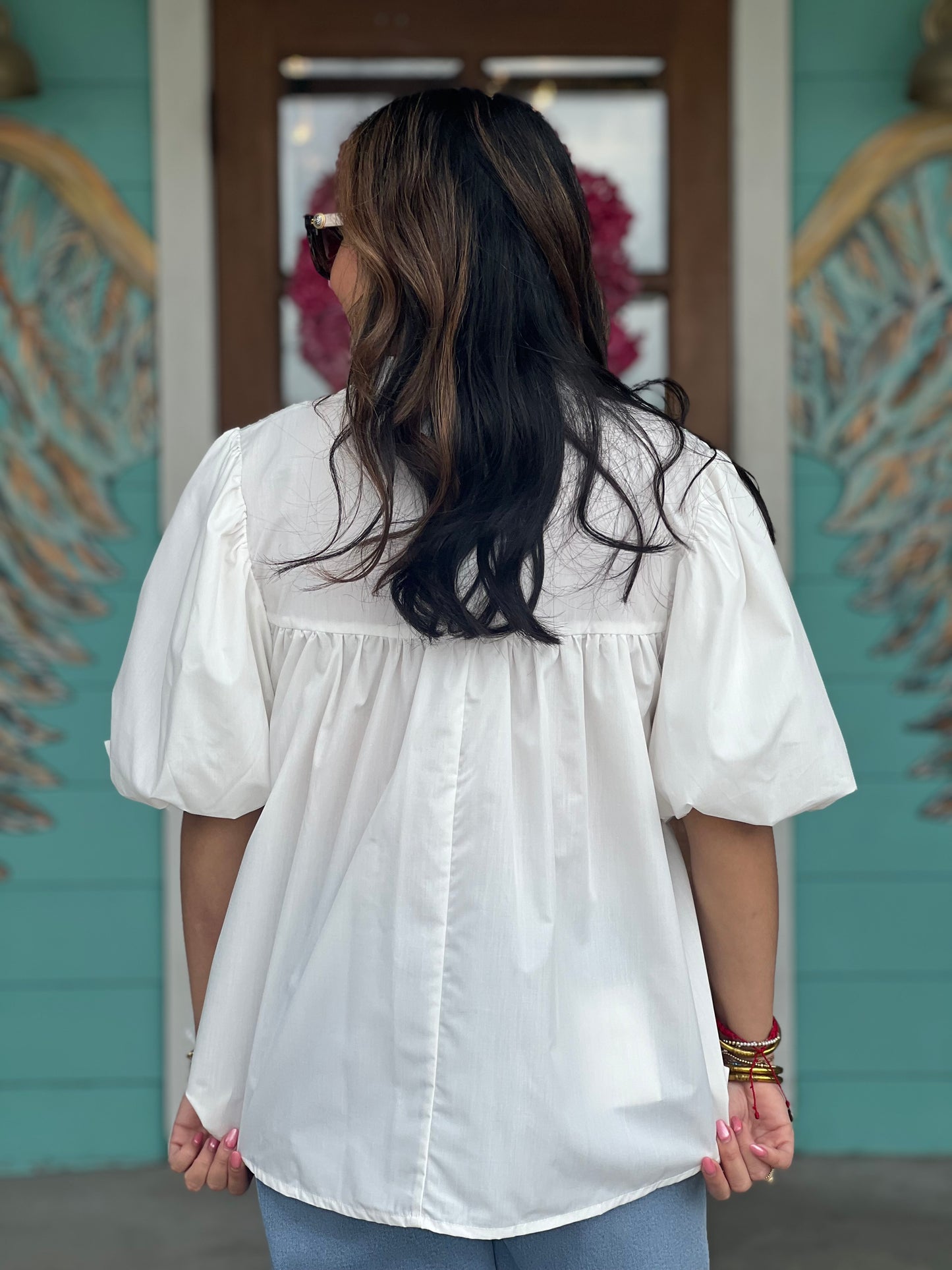 Off White Pintuck Detail Top