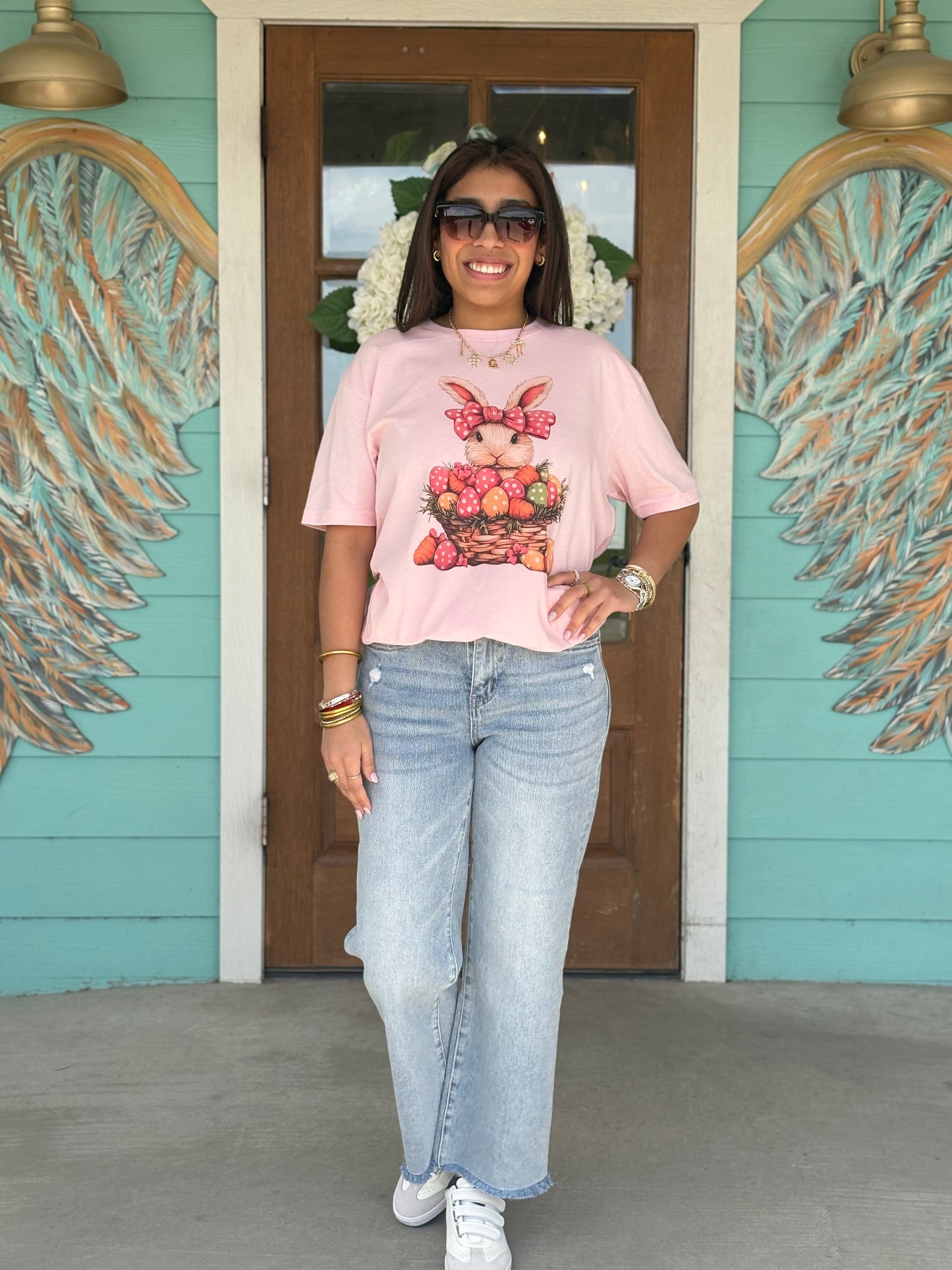 Pink Easter Bunny Basket Tee