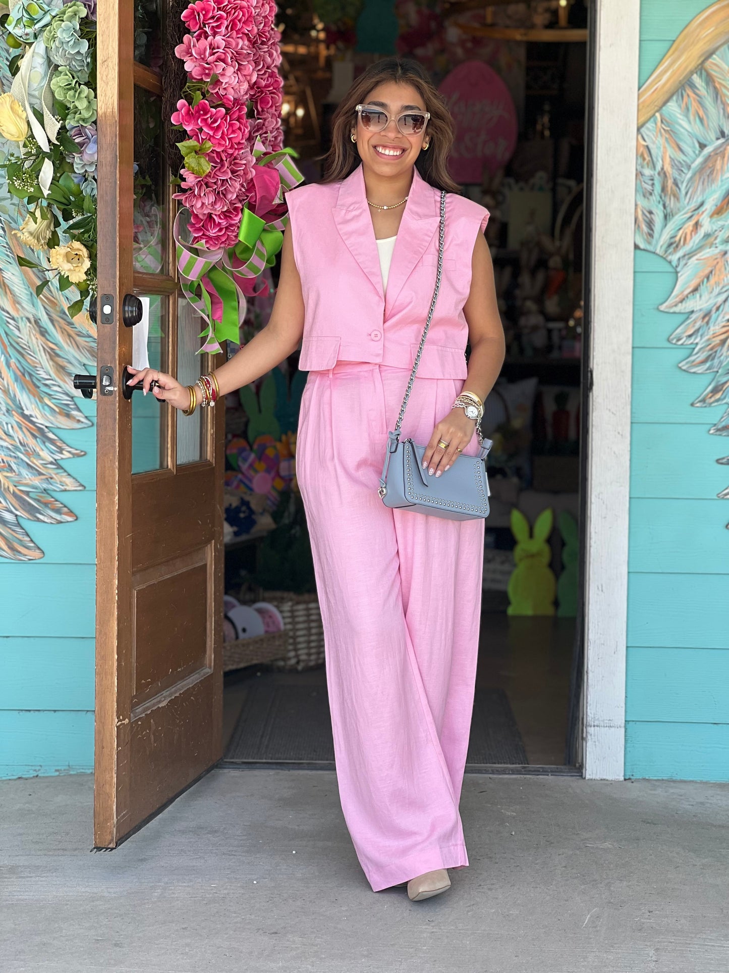Light Pink Wide Leg Pants