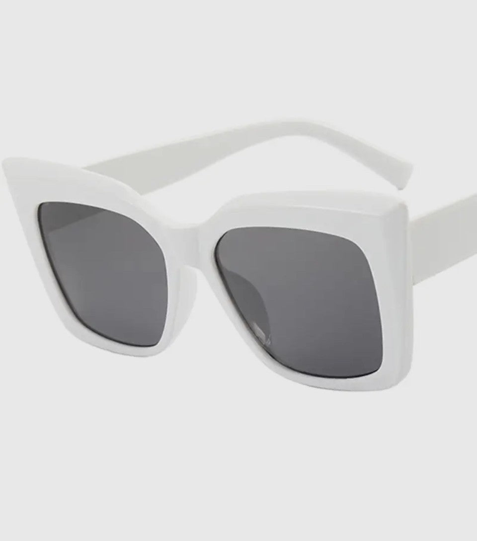 Big Frame Cat Eye White Grey Sunglasses