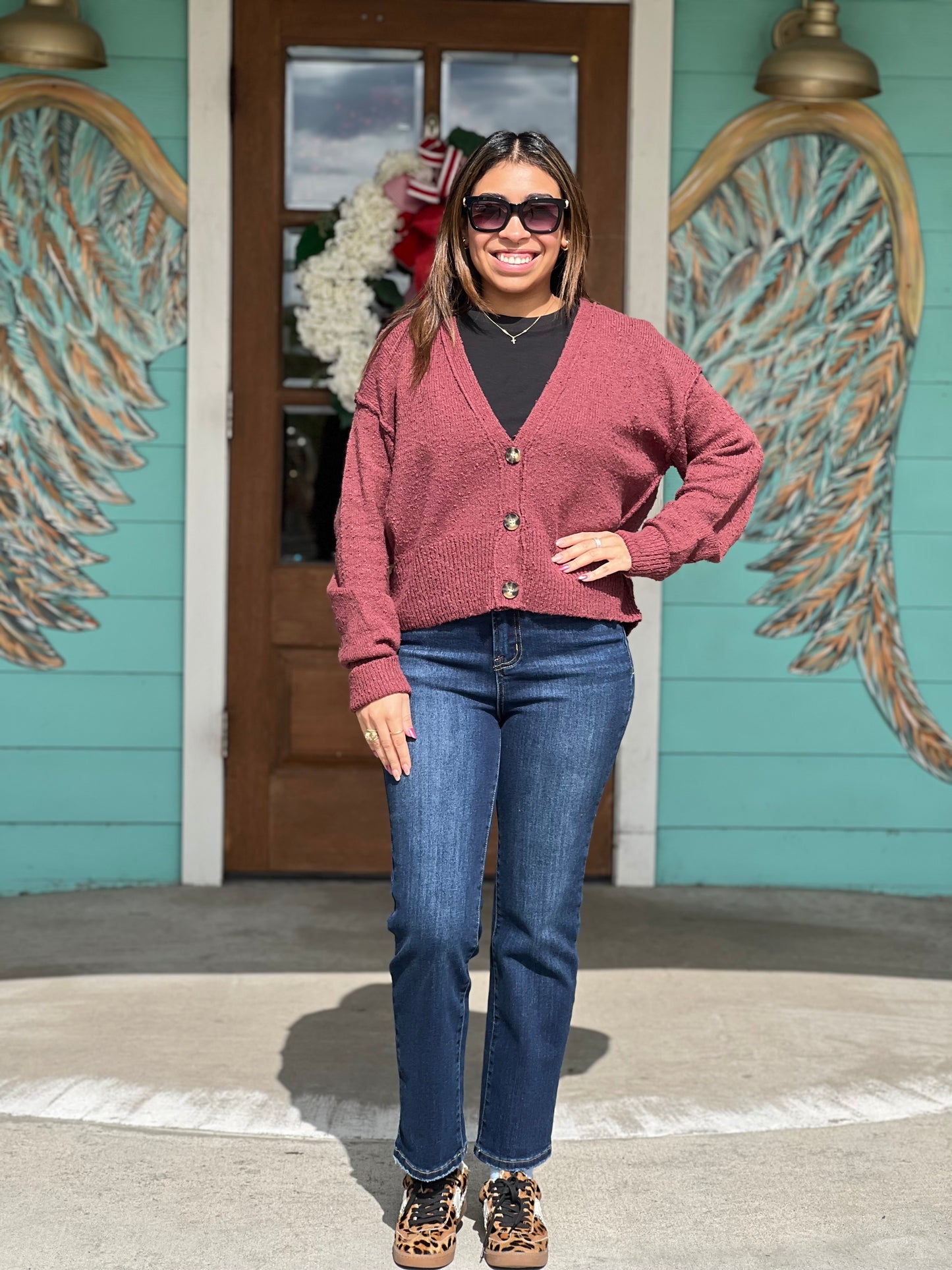 Merlot Button Cardigan