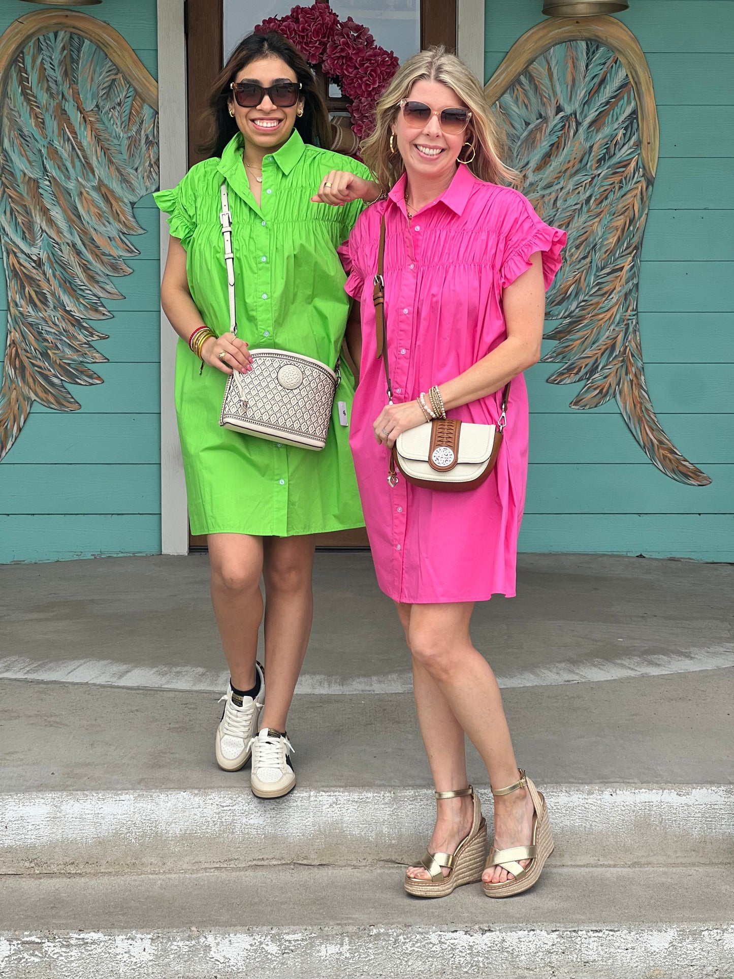 Abigail PINK Woven Button Down Dress