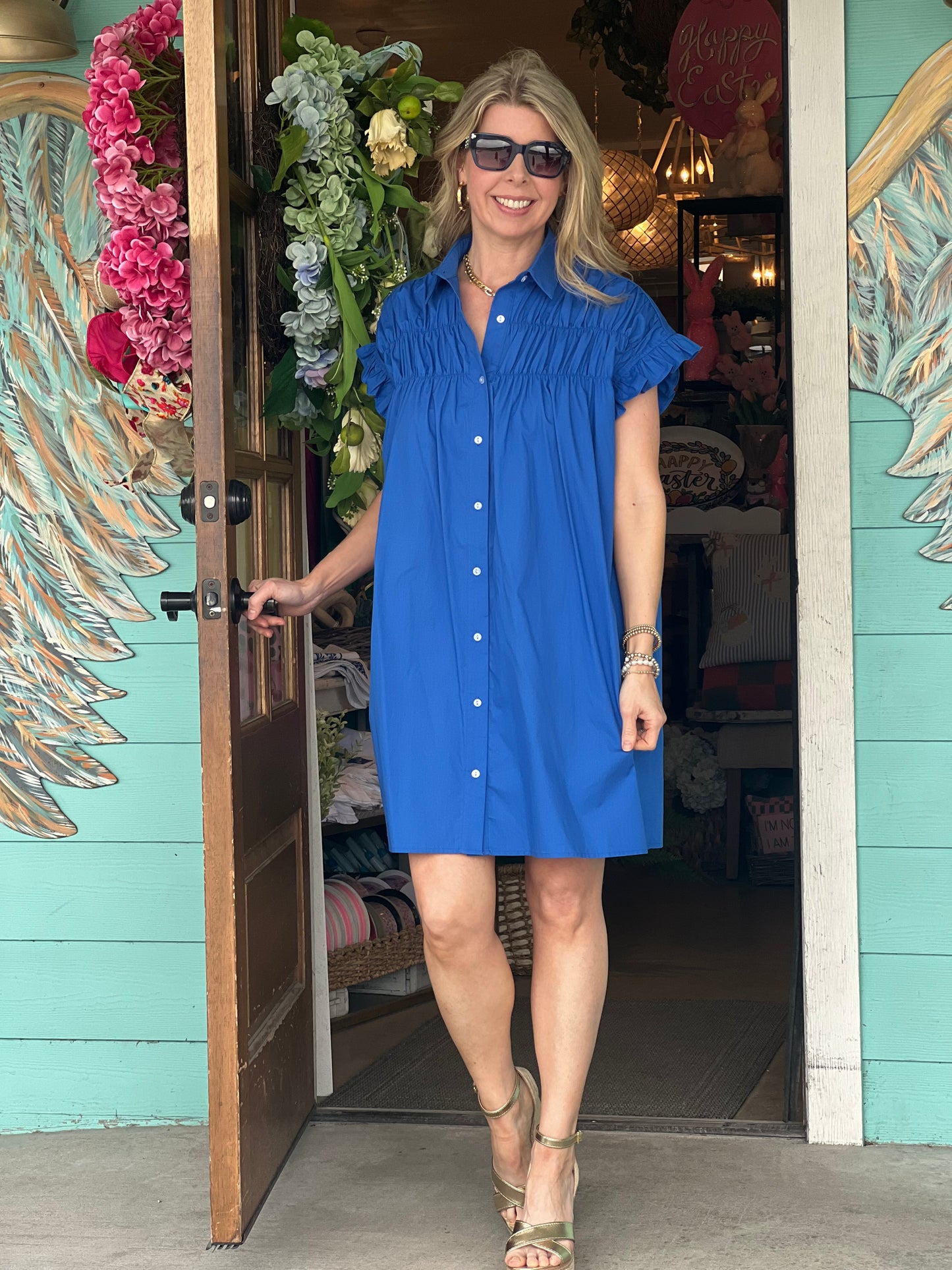 Abigail ROYAL Woven Button Down Dress