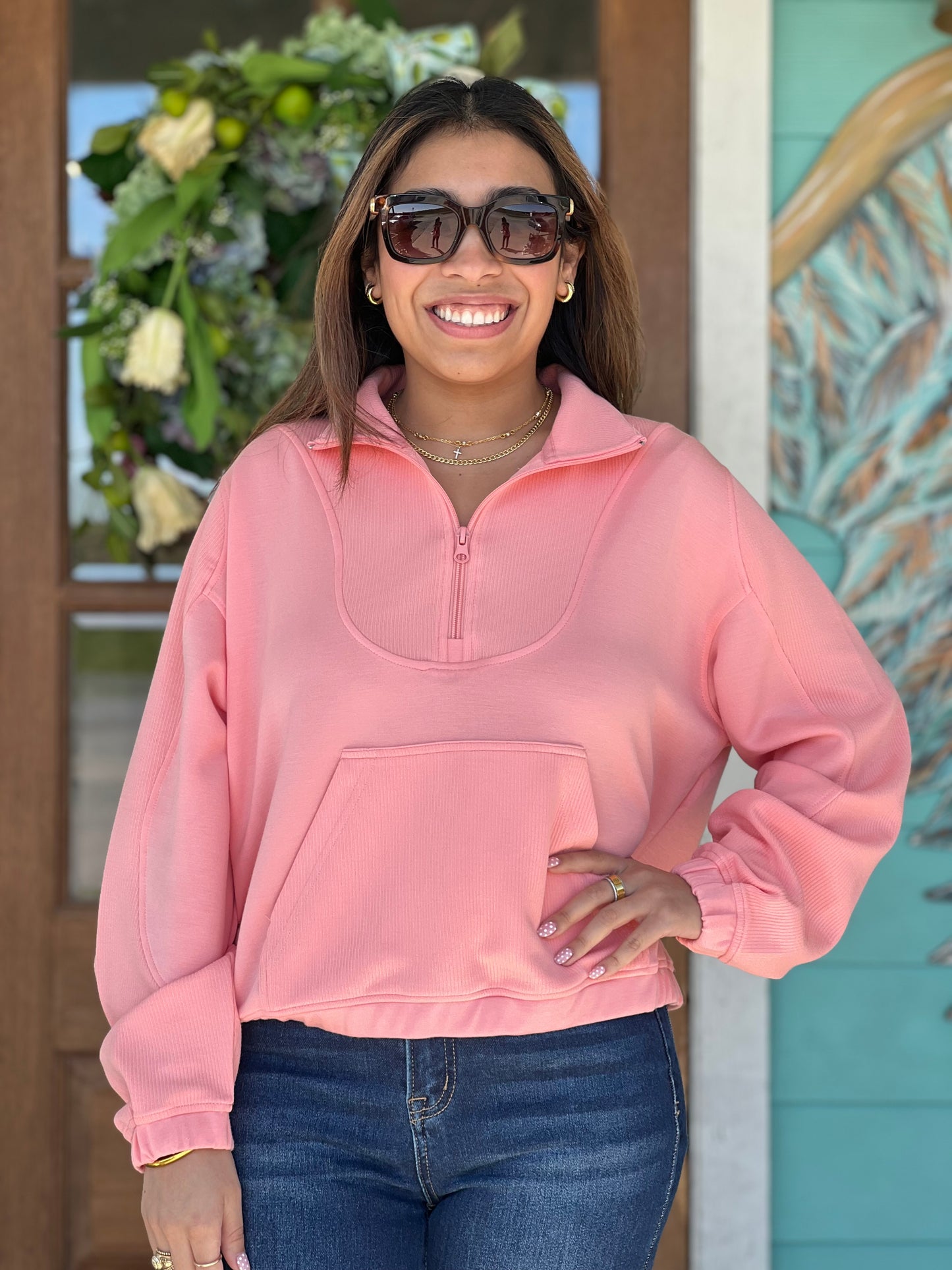 Coral Pullover Quarterzip