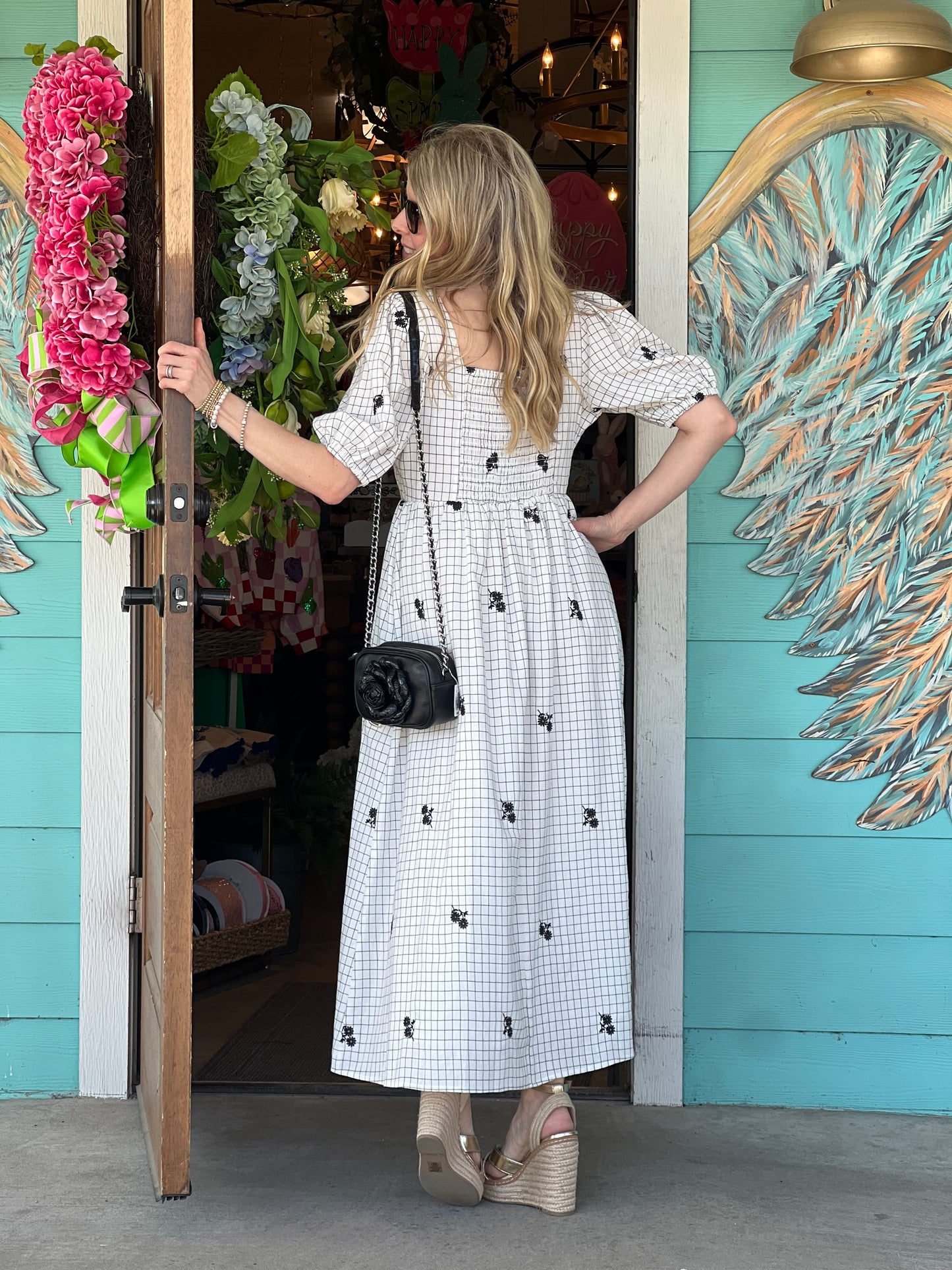 Cream Embroidered Detail Midi Dress