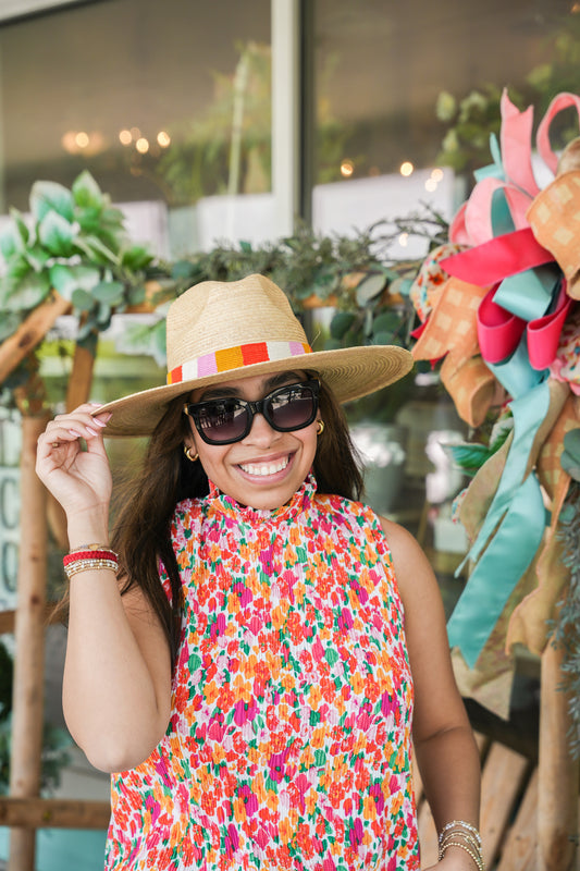Watercolor Floral Pleated Top