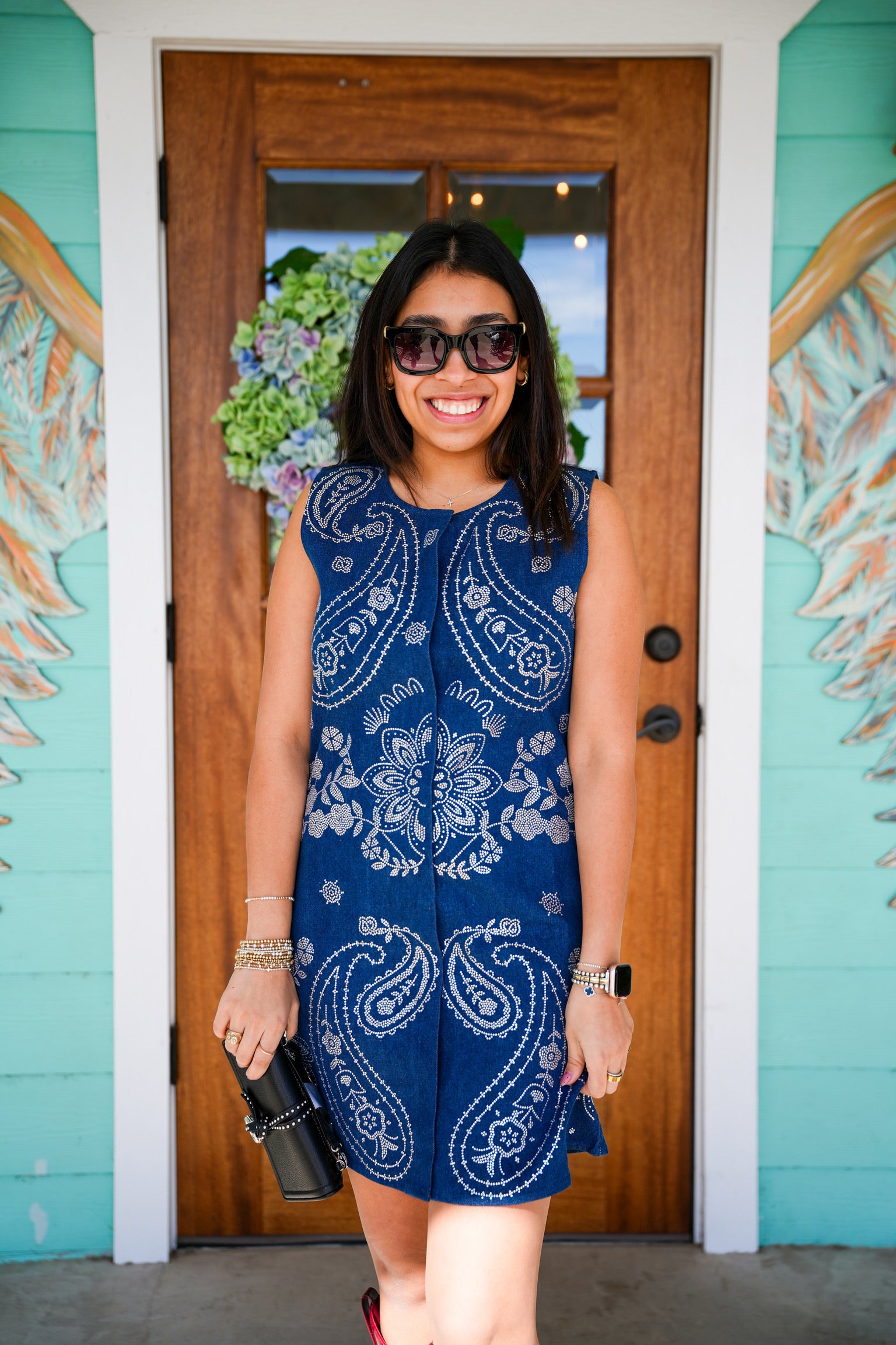 Queen of Sparkles Denim Sequin Paisley Dress – Rhinestone Angel