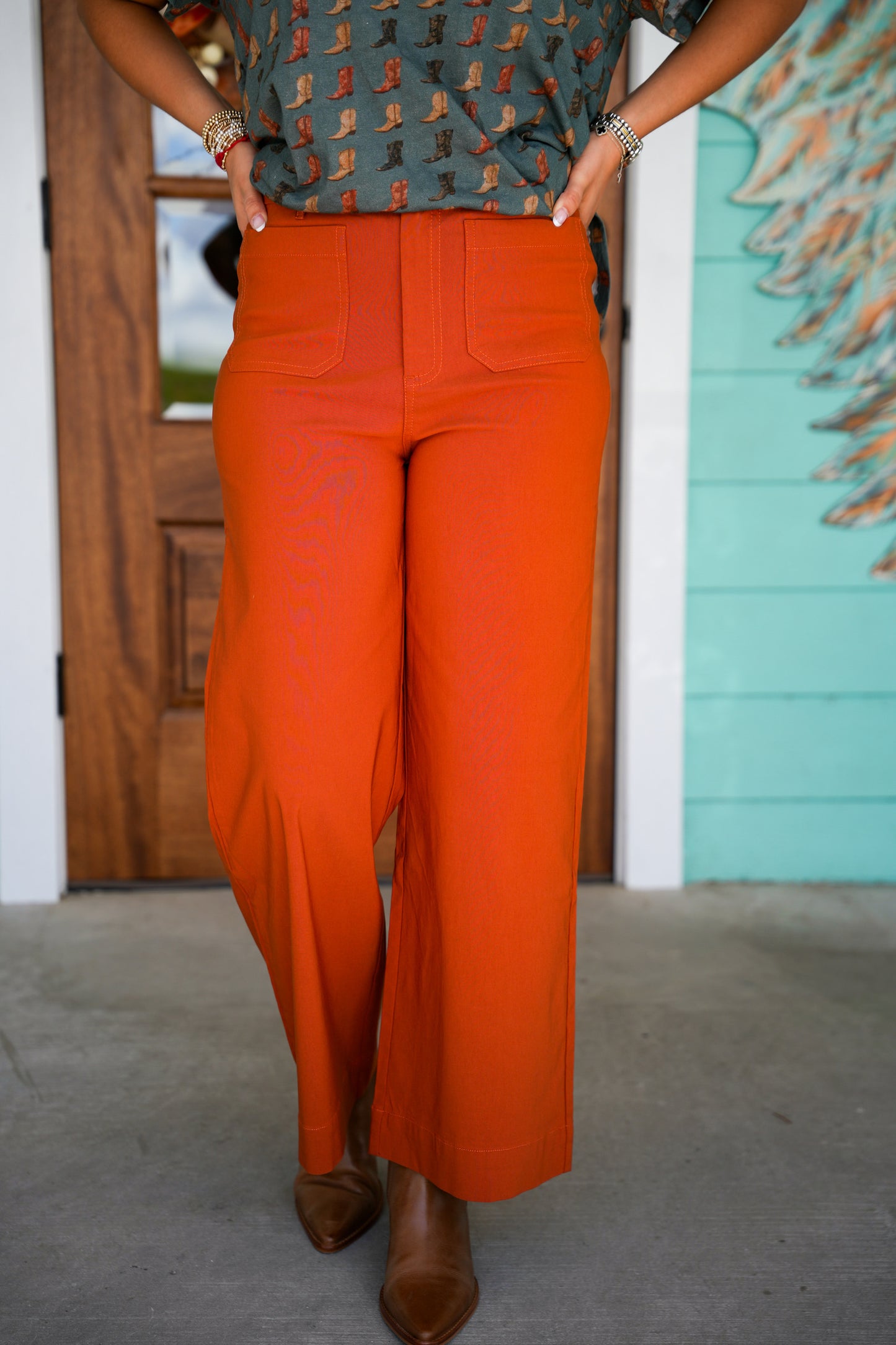Jake Wide Leg Rust Pant