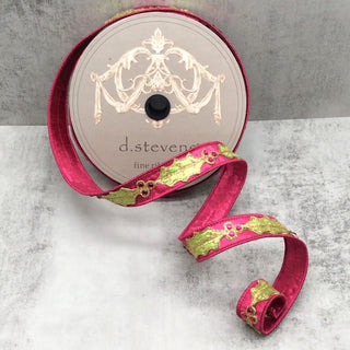1in x 10 yd Holly Trim Hot Pink Ribbon