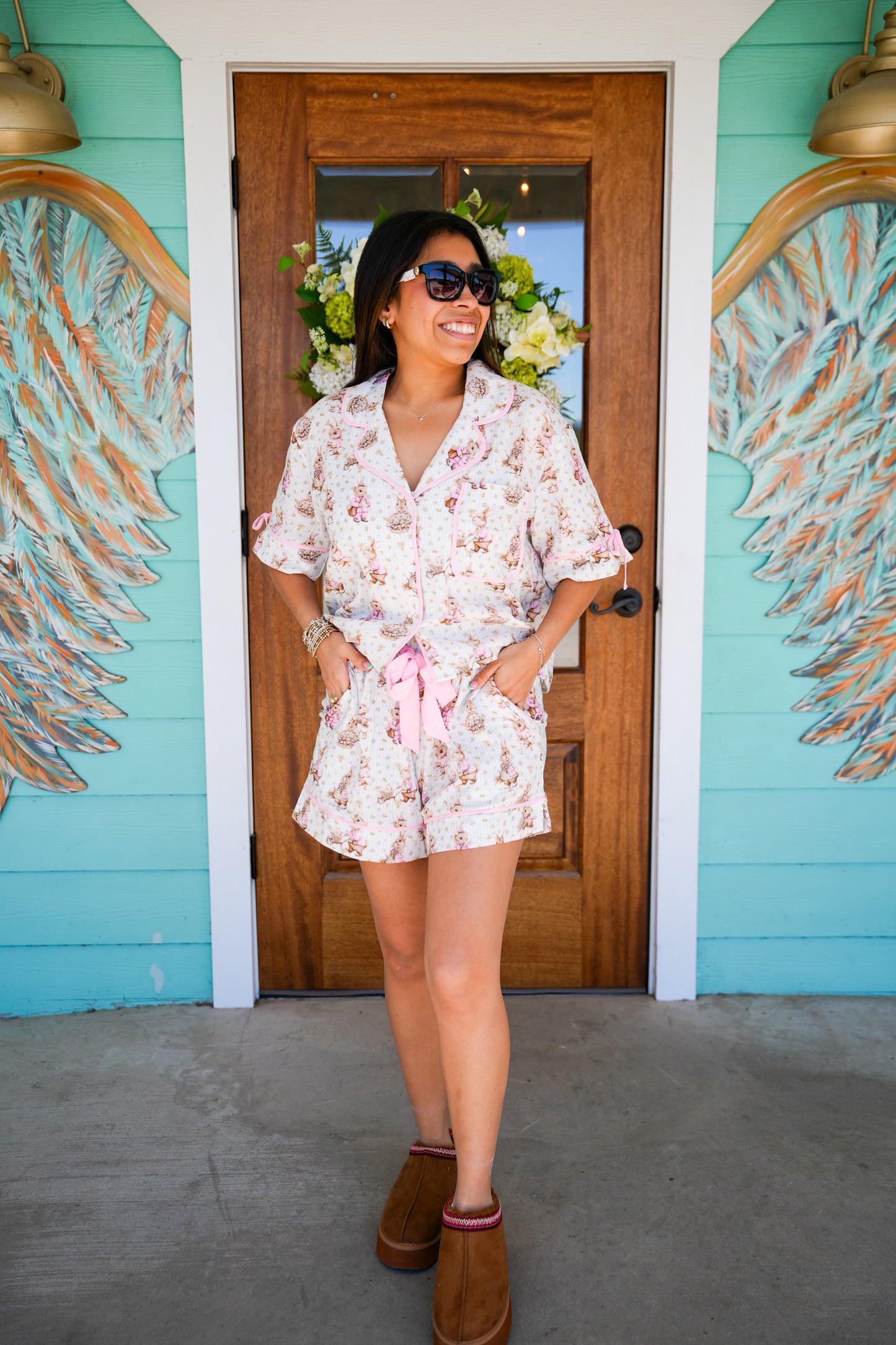 Bunny Printed Cotton Gauze PJ SET