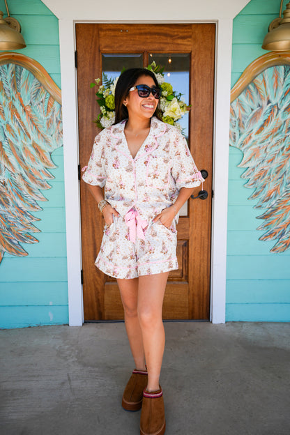Bunny Printed Cotton Gauze PJ SET