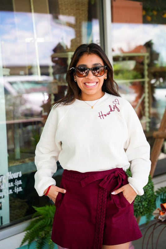 Ivory Howdy Embroidered Sweatshirt