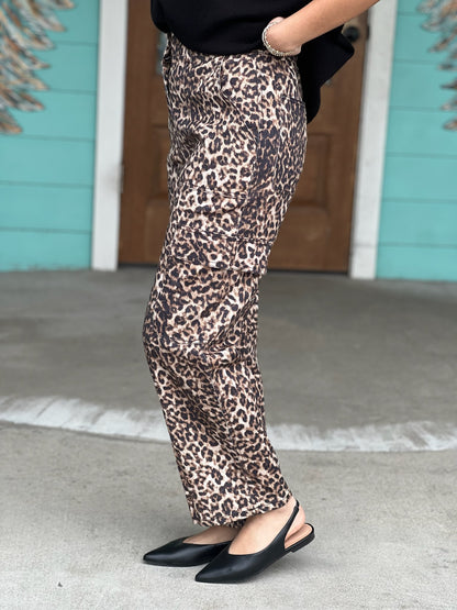 Savanna Leopard Crop Cargo Pants