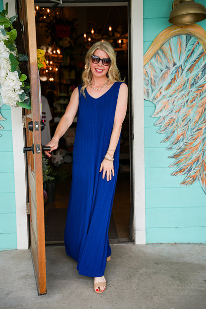 Navy Sleeveless Maxi Dress