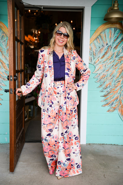 Bold Coral Floral Blazer