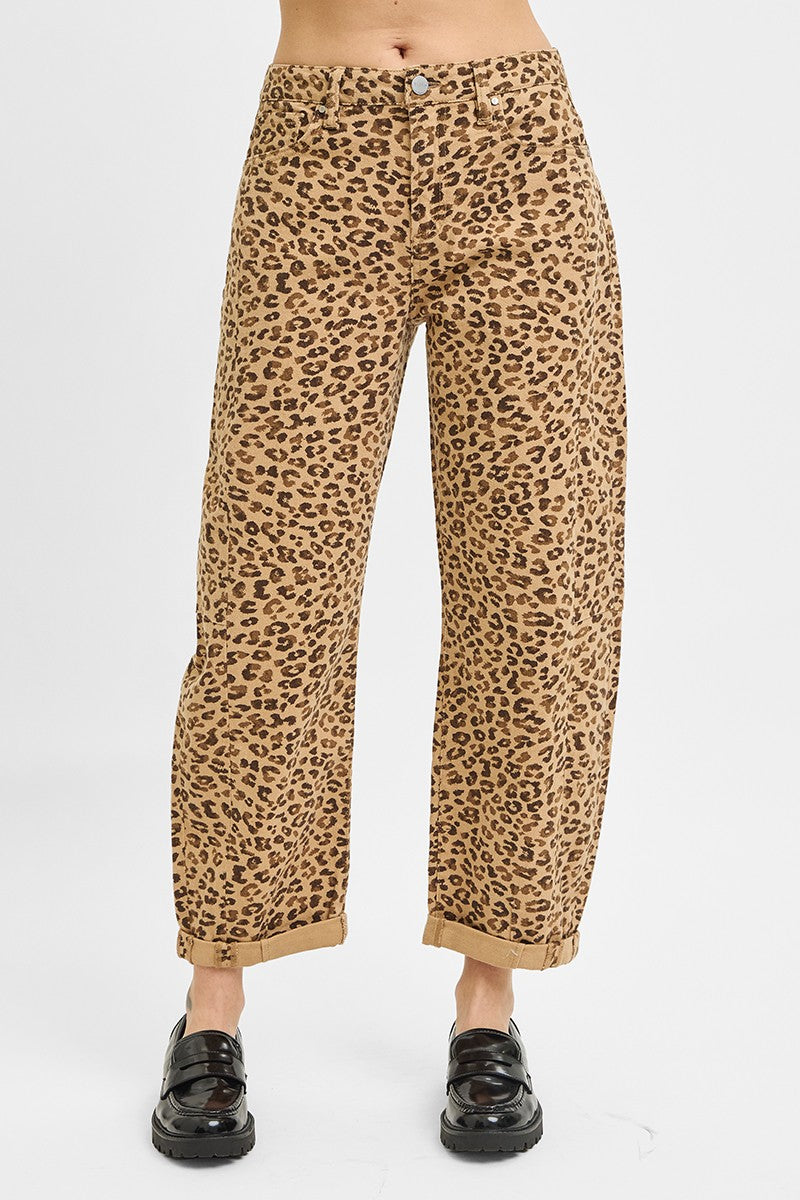Risen Leopard HR Barrel Jeans