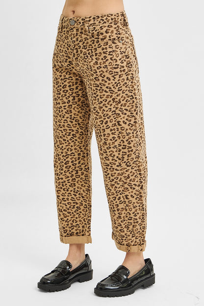Risen Leopard HR Barrel Jeans