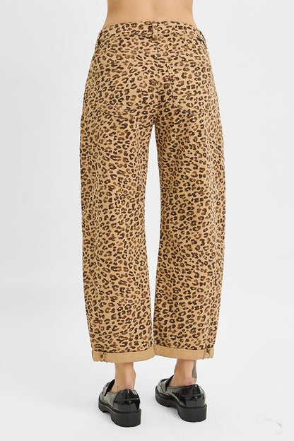 Risen Leopard HR Barrel Jeans
