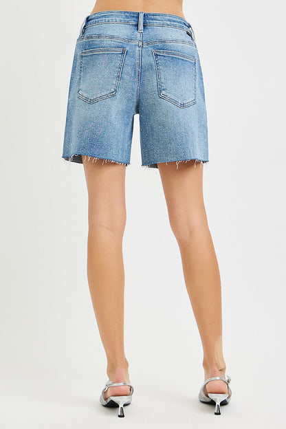 Risen Slouchy All Over Rhinestone Shorts