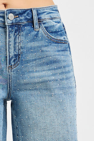 Risen Slouchy All Over Rhinestone Shorts
