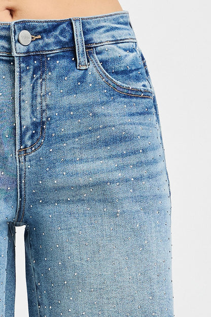 Risen Slouchy All Over Rhinestone Shorts