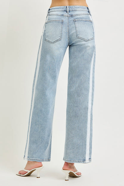 Risen Side Contrast Stripe Drawstring Denim