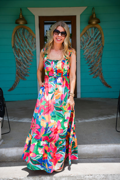 Red Multi Floral Maxi Dress