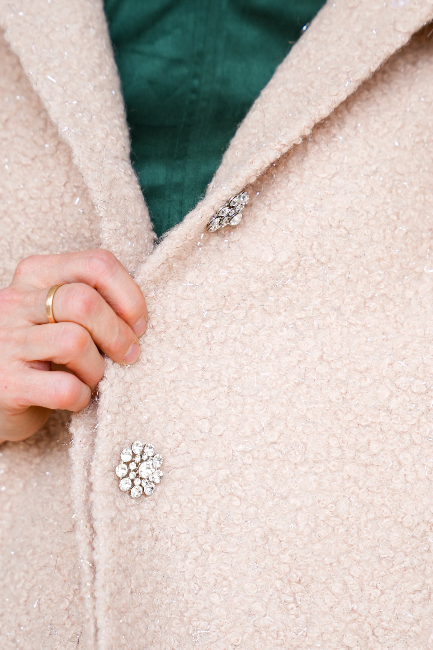 Ivory Boucle Fur Trim Jacket