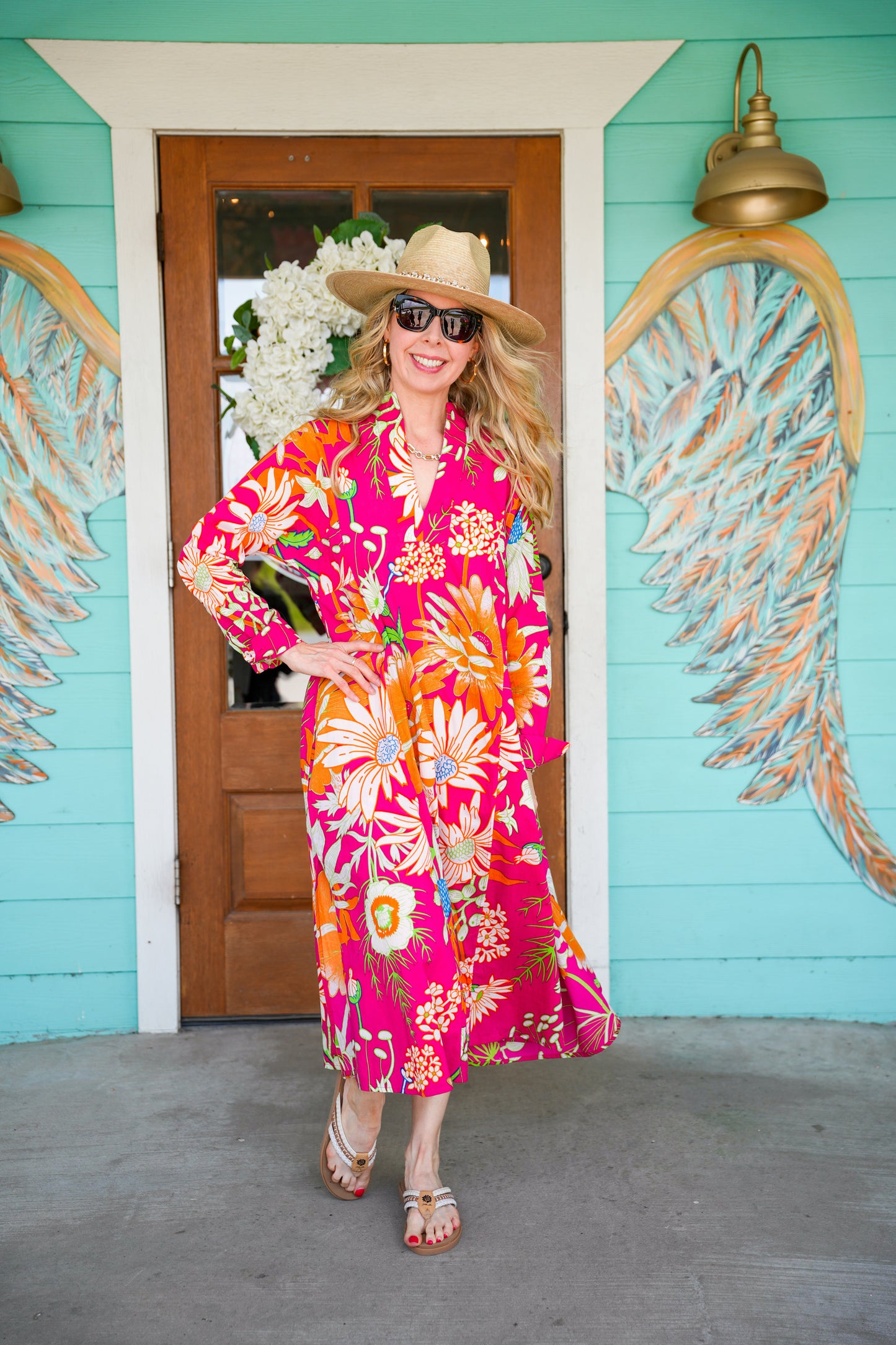 Uncle Frank Fuchsia Floral Patio Dress