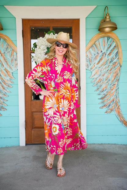 Uncle Frank Fuchsia Floral Patio Dress